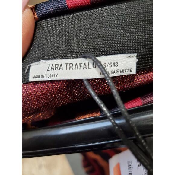 Zara Trafaluc Women's Multicolor Striped Polyester Wrap Knee Length Skirt Size S - Picture 9 of 11